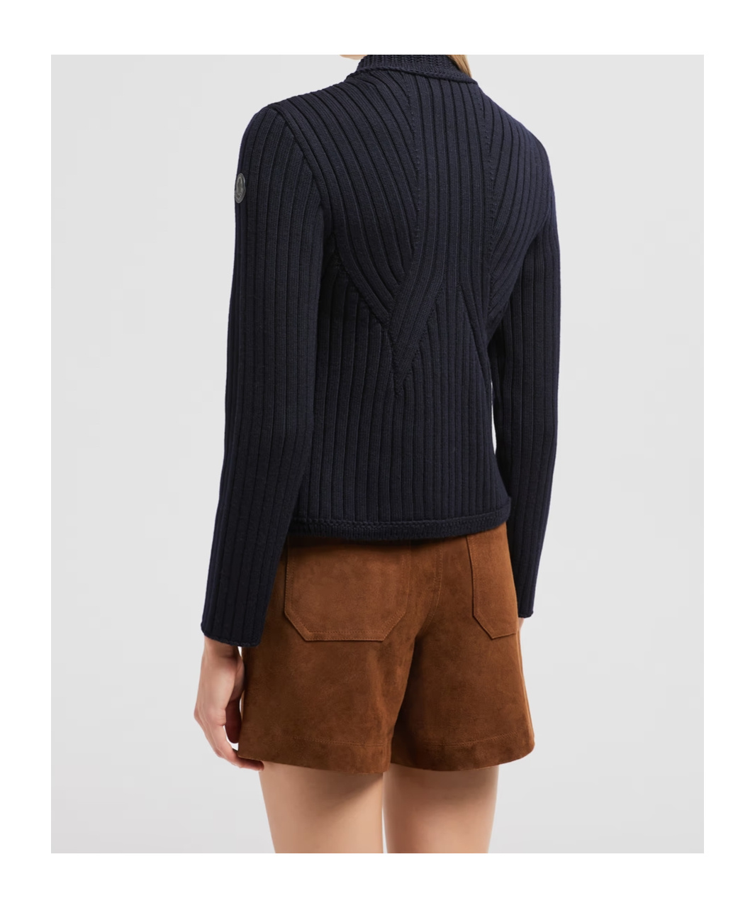 Moncler Knitwear Cardigan With Quilted Front Panel In Navy Blue