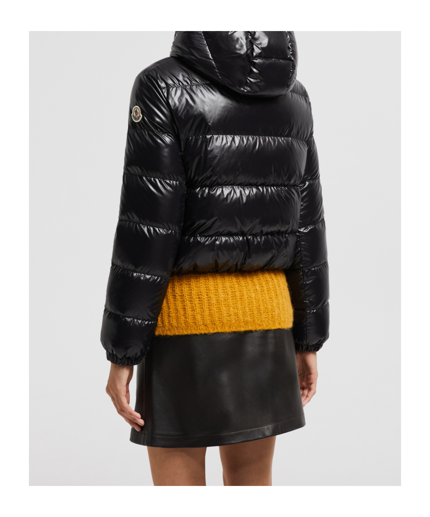 Moncler Bayard Hooded Cropped Down Jacket Black In Black