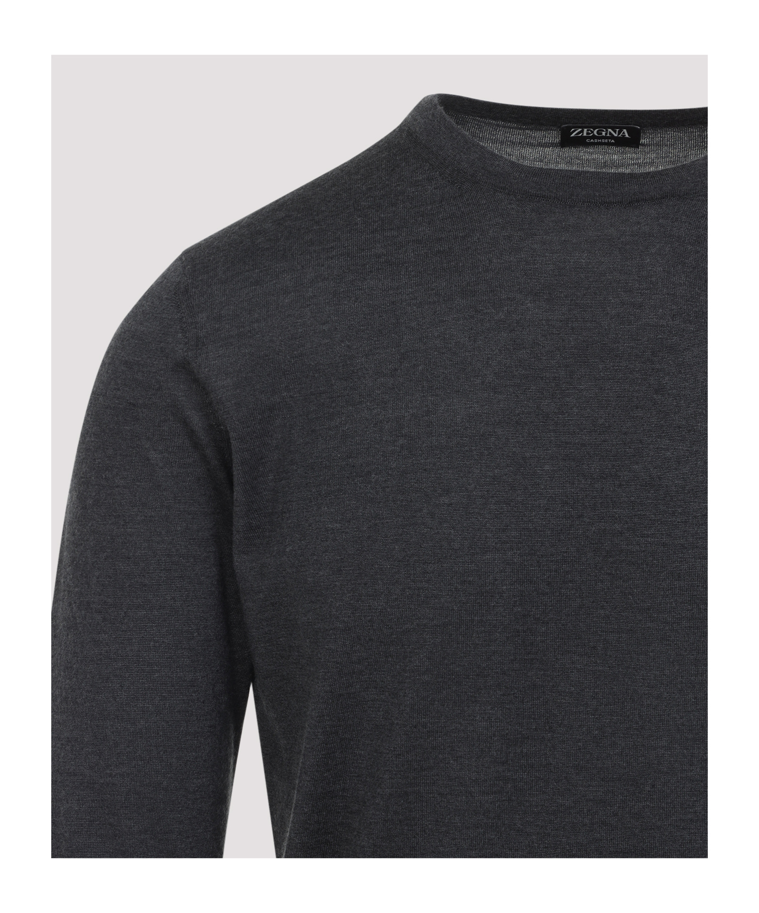 Zegna Soft Cashmere Crewneck Sweater With Ribbed Cuffs And Hem In Gray