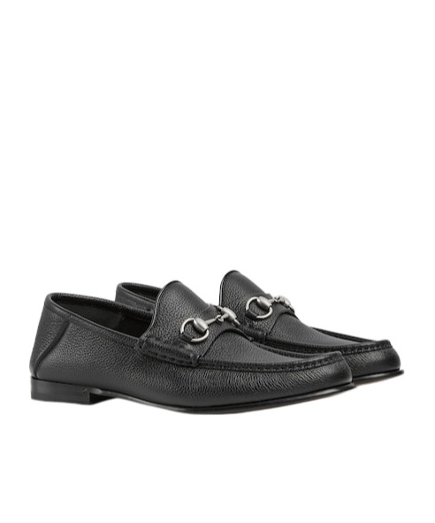 Gucci Men's Horsebit 1953 Grained Leather Bit Loafers In Black