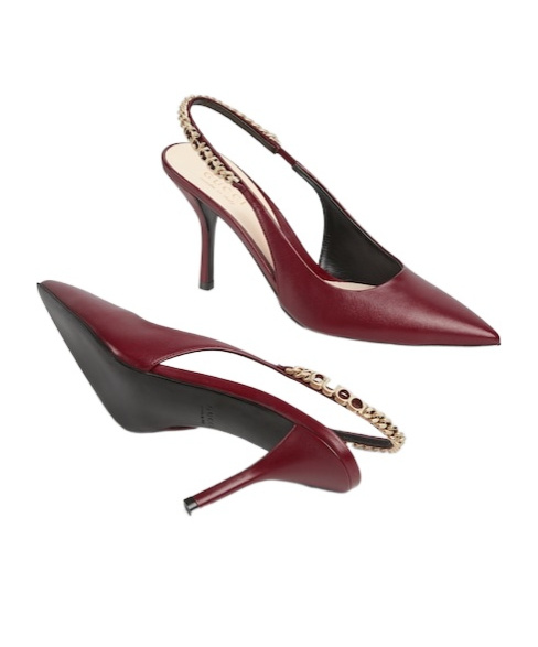 Gucci Signoria 105 Patent Leather Slingback Pumps In Brown