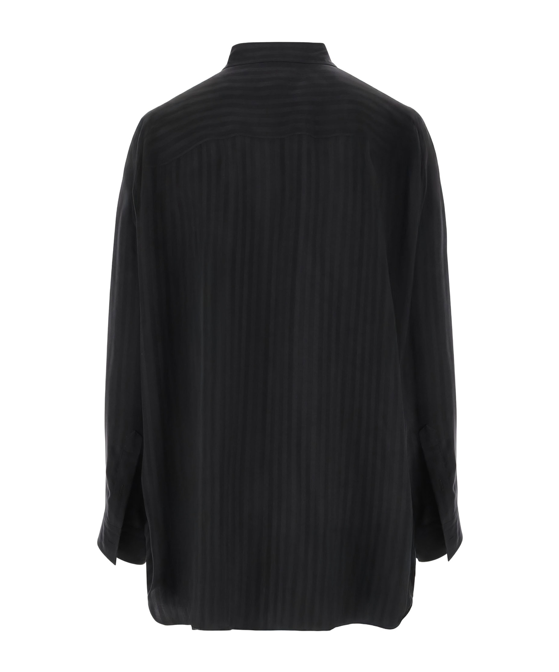 Balenciaga Tonal Stripe Oversize Button-up Shirt In Black