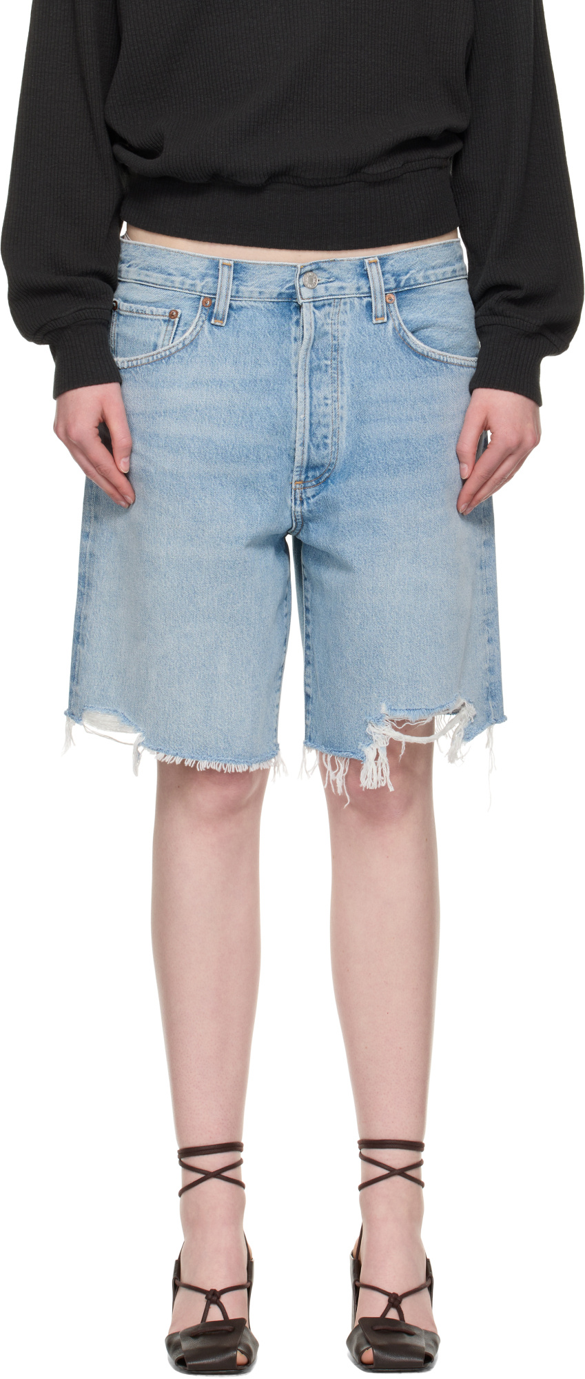 Agolde Denim Shorts With Belt Loops