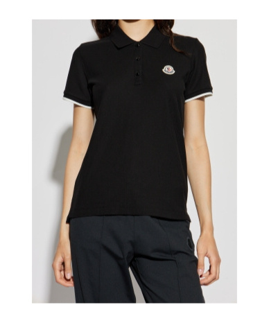 Moncler Logo Patch Cotton Pique Polo Shirt Clothing