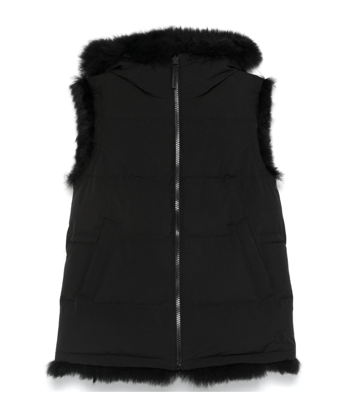 Yves Salomon Hooded Down Vest In Black