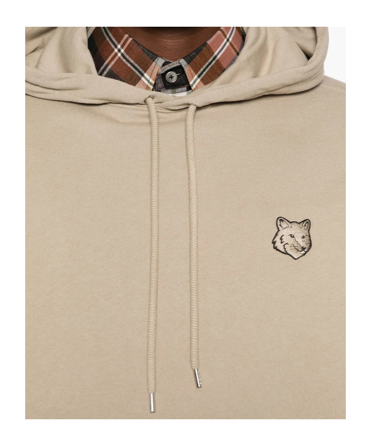 Maison Kitsuné Drawstring Fox-motif Hoodie In Brown