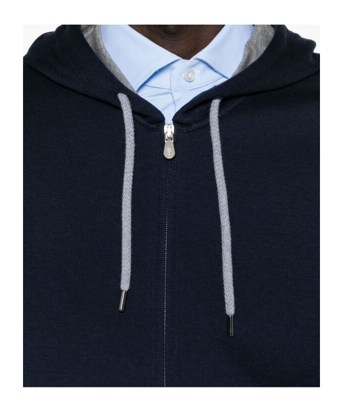 Brunello Cucinelli Techno Cotton Interlock Zip-front Hooded Sweatshirt In Black