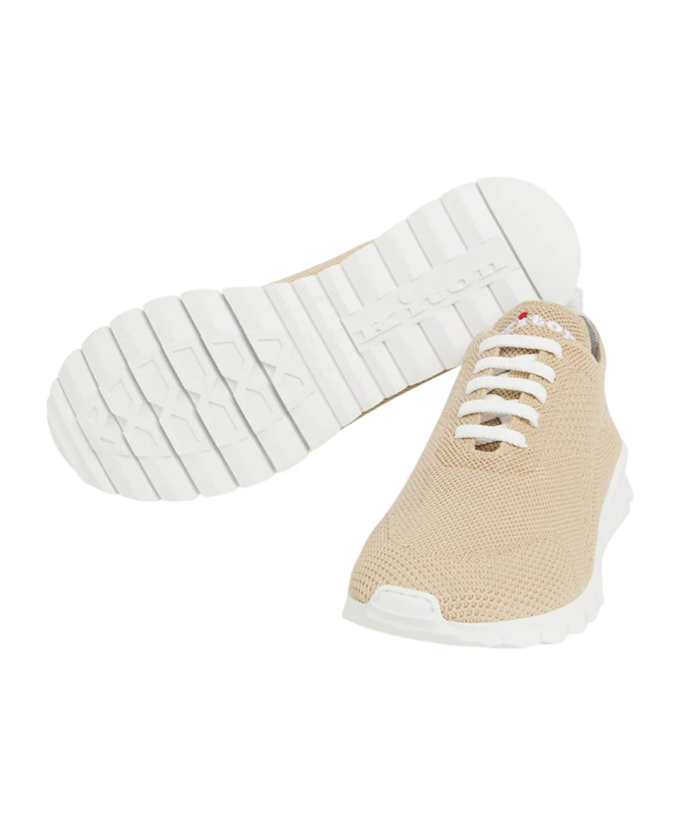 Kiton Straw Fit Running Sneakers In Nude