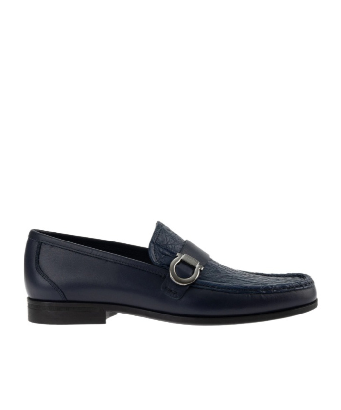 Ferragamo Loafer With Gancini Ornament In Blue