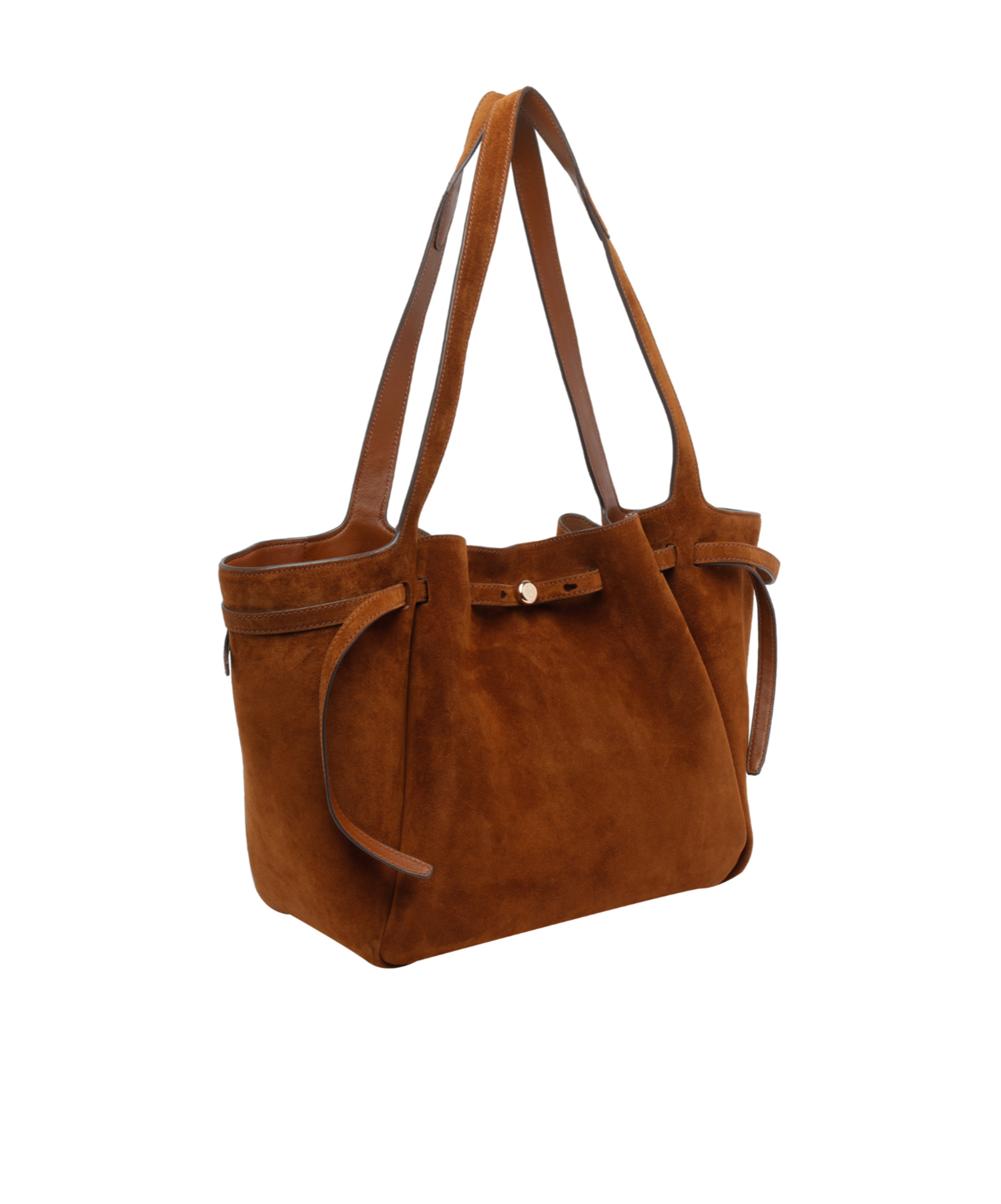 Tory Burch Suede Shoulder Bag Double Handles In Brown
