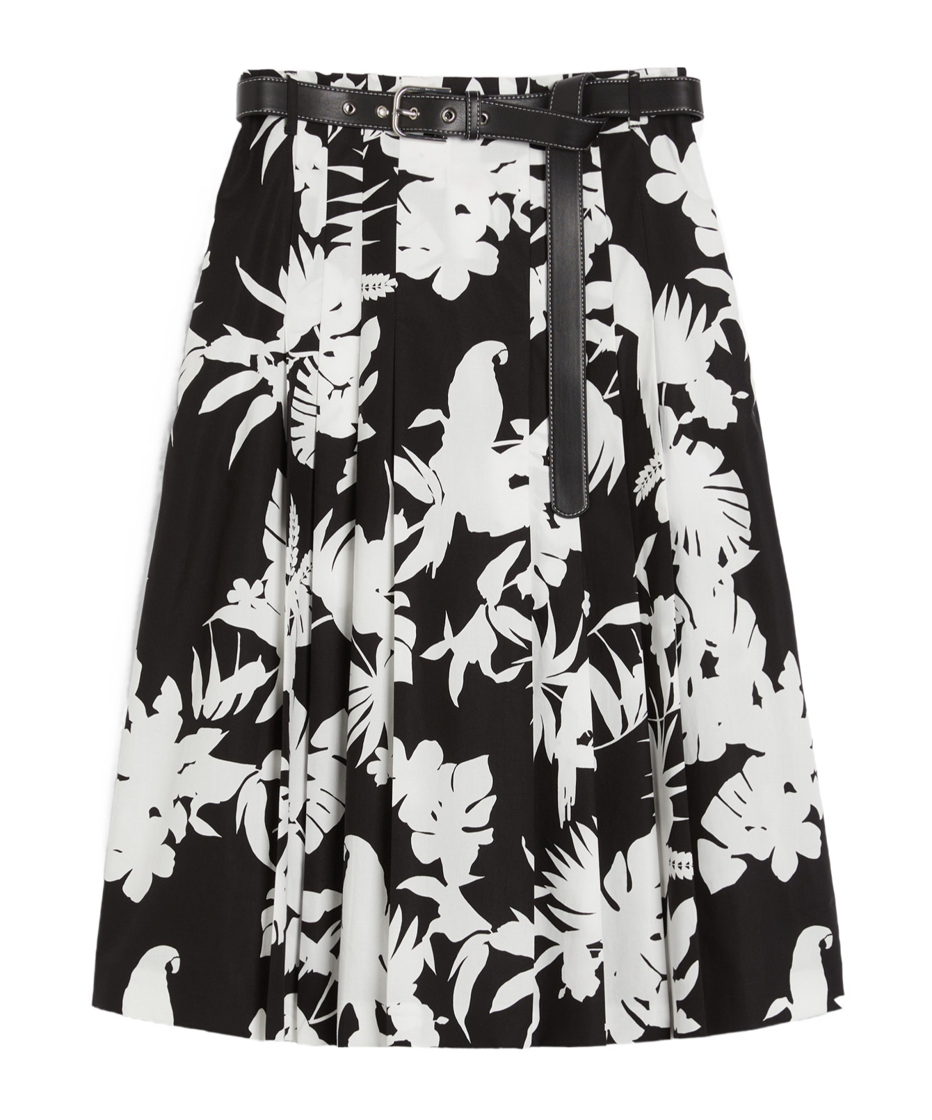 Max Mara Upe Pleated In Printed Popeline In Black