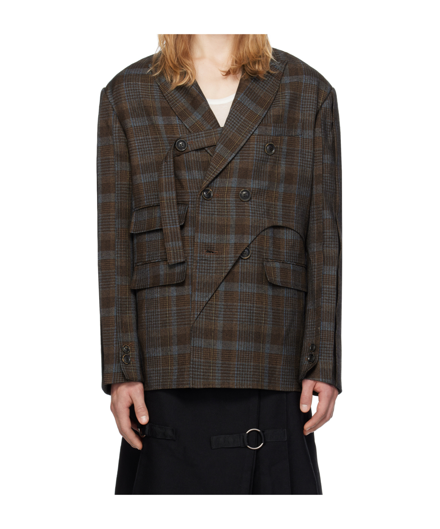 Andersson Bell Soe Plaid Double-breasted Wool Suit Jacket In Multi