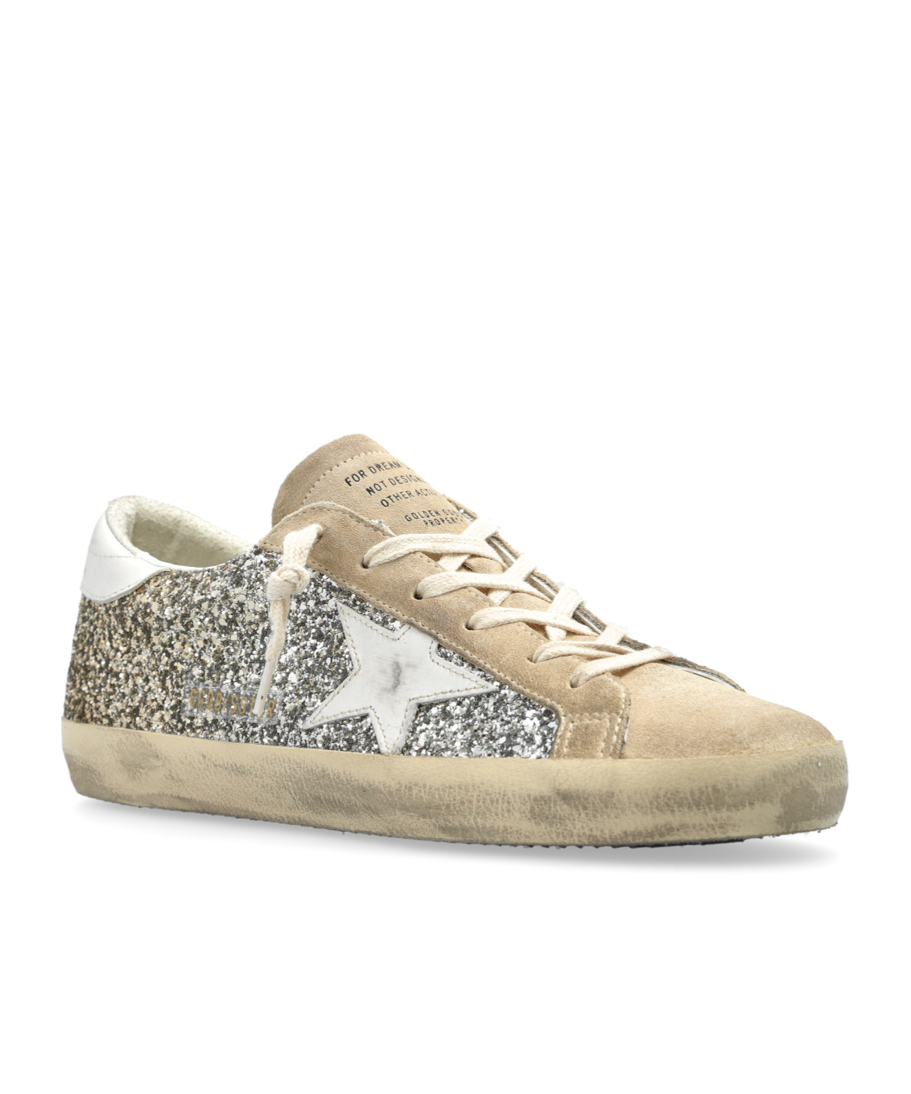 Golden Goose Super-star Classic With List Glitter Upper Suede Toe And Tongue Leather Star And Heel S In Nude