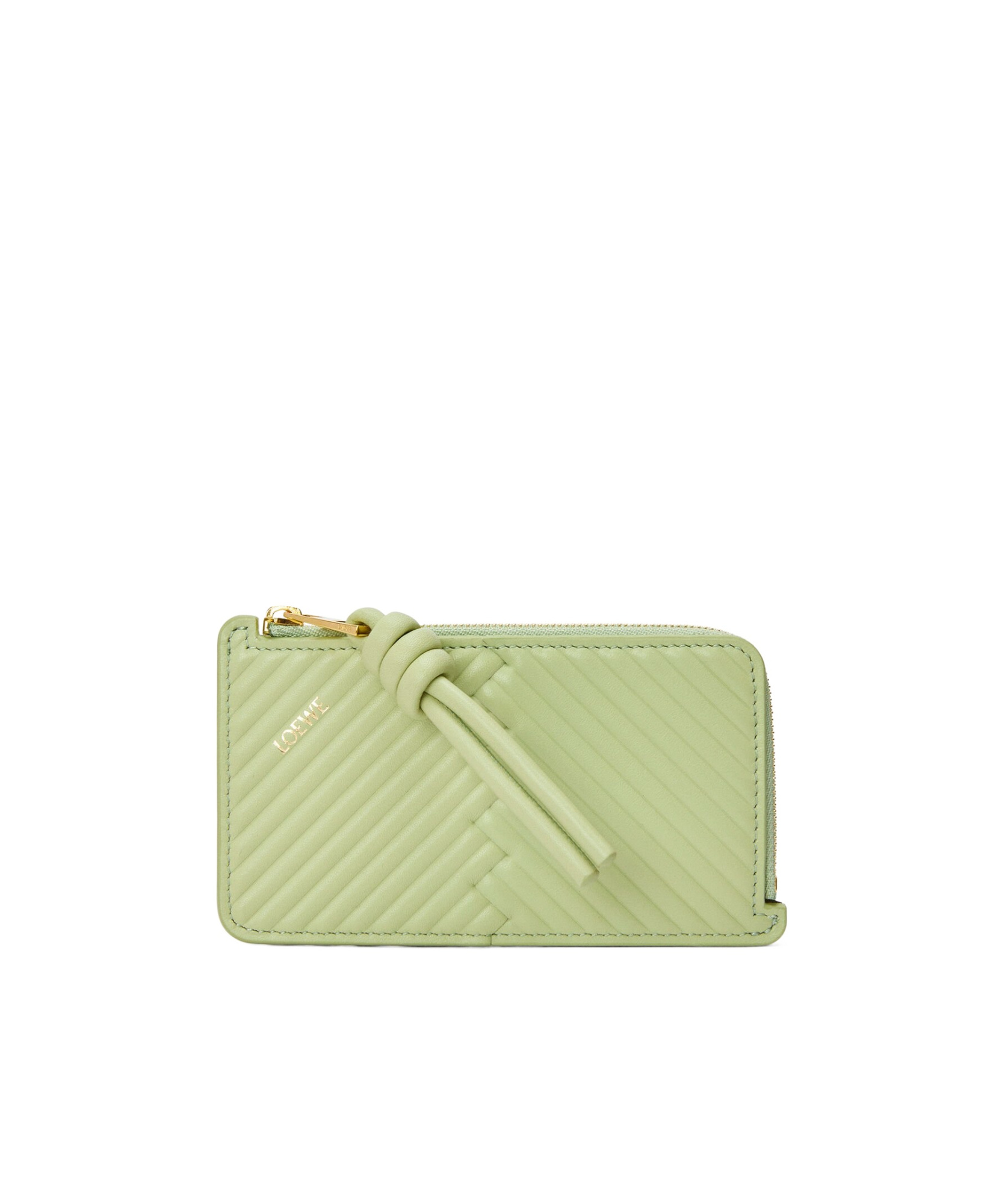 Shop Loewe Knot Coin Cardholder In Shiny Nappa Calfskin In Green