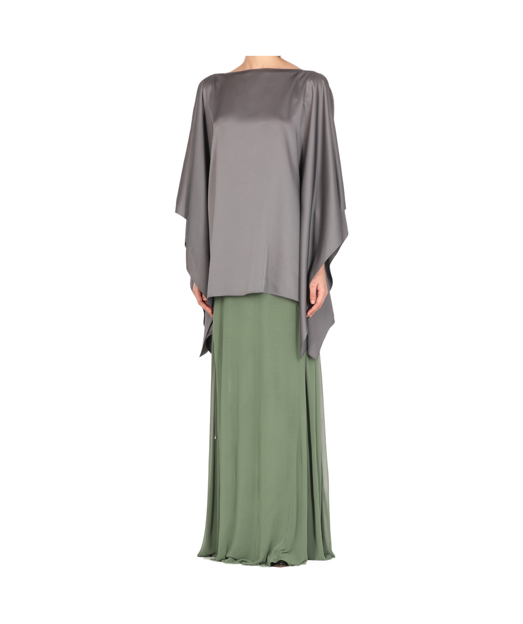 Lanvin Grey Dramatic Batwing Sleeve Blouse In Gray