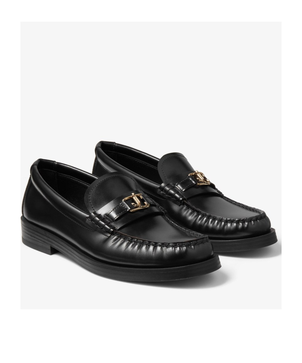 Jimmy Choo Addie Logo-plaque Leather Loafers In Black