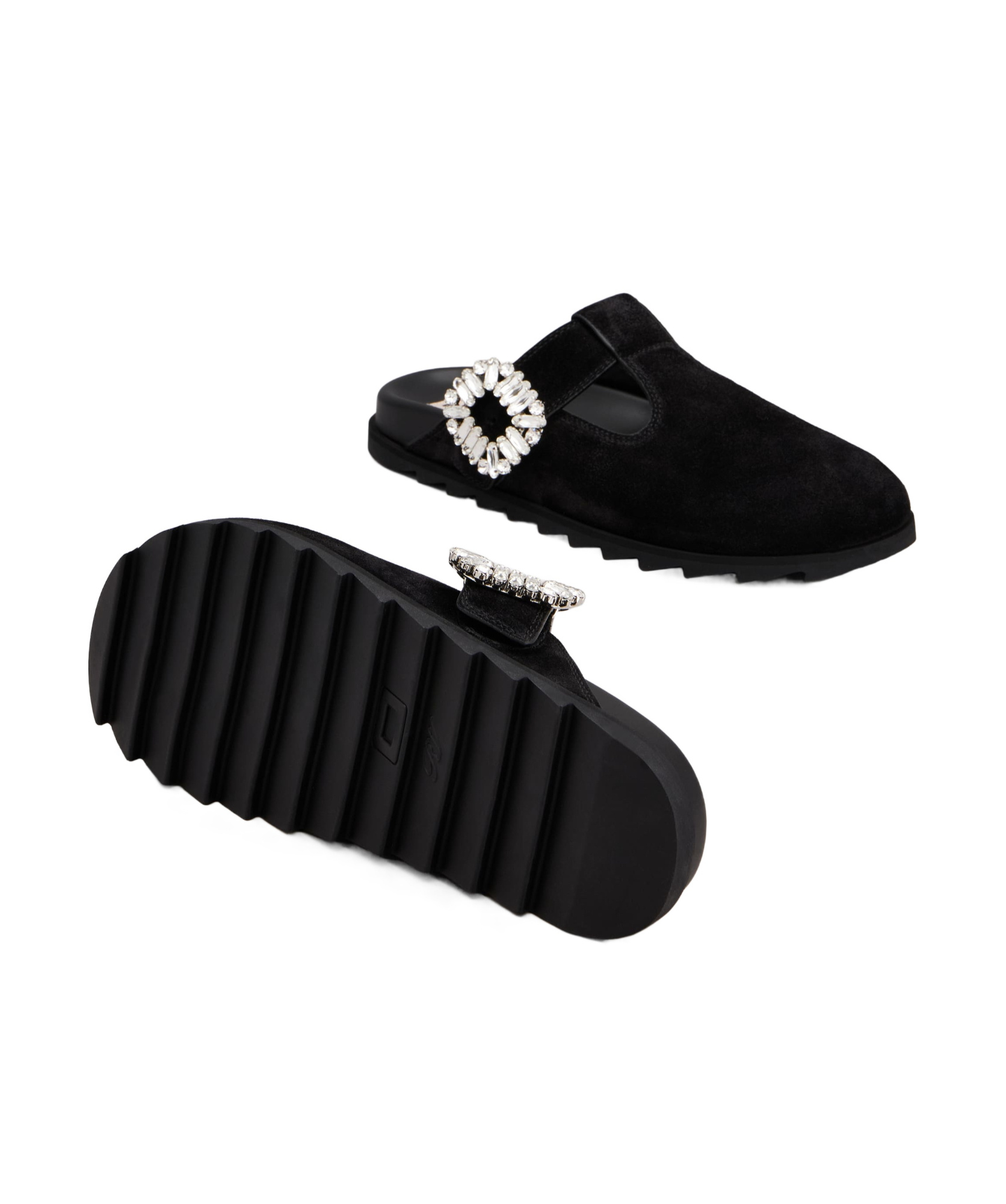 Roger Vivier Minimalist Black Flats With Rounded Toe And Low-profile Sole In Black