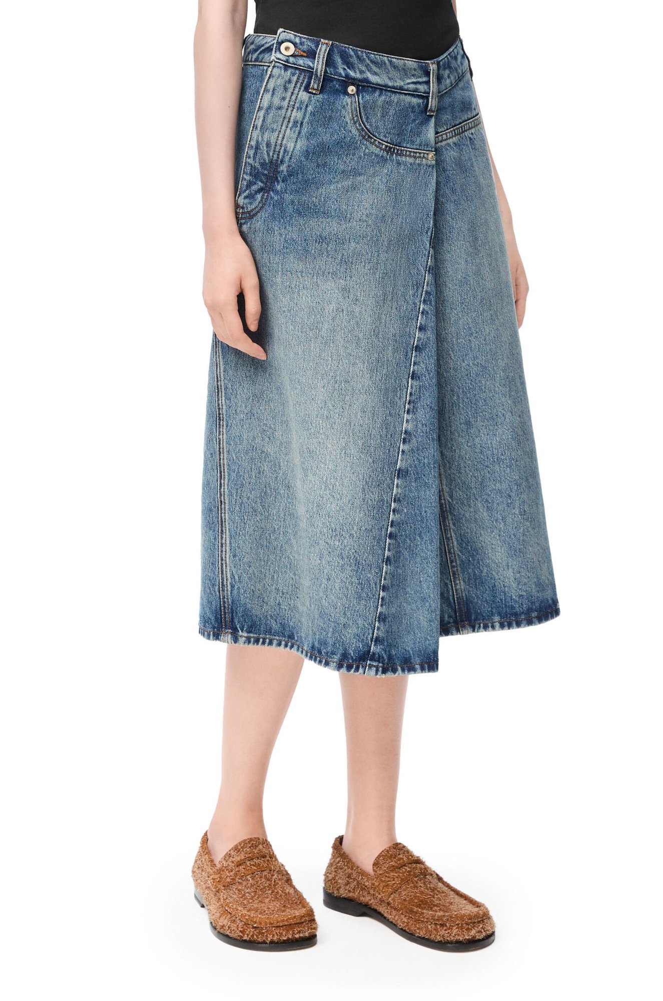 Loewe Belt-loop Jeans Skirt In Gray