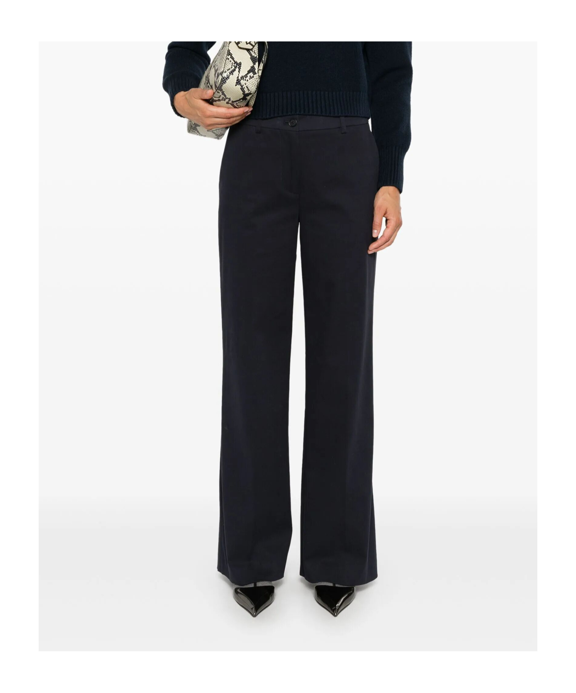 P.a.r.o.s.h High Waist Wide-leg Cotton Trousers In Black