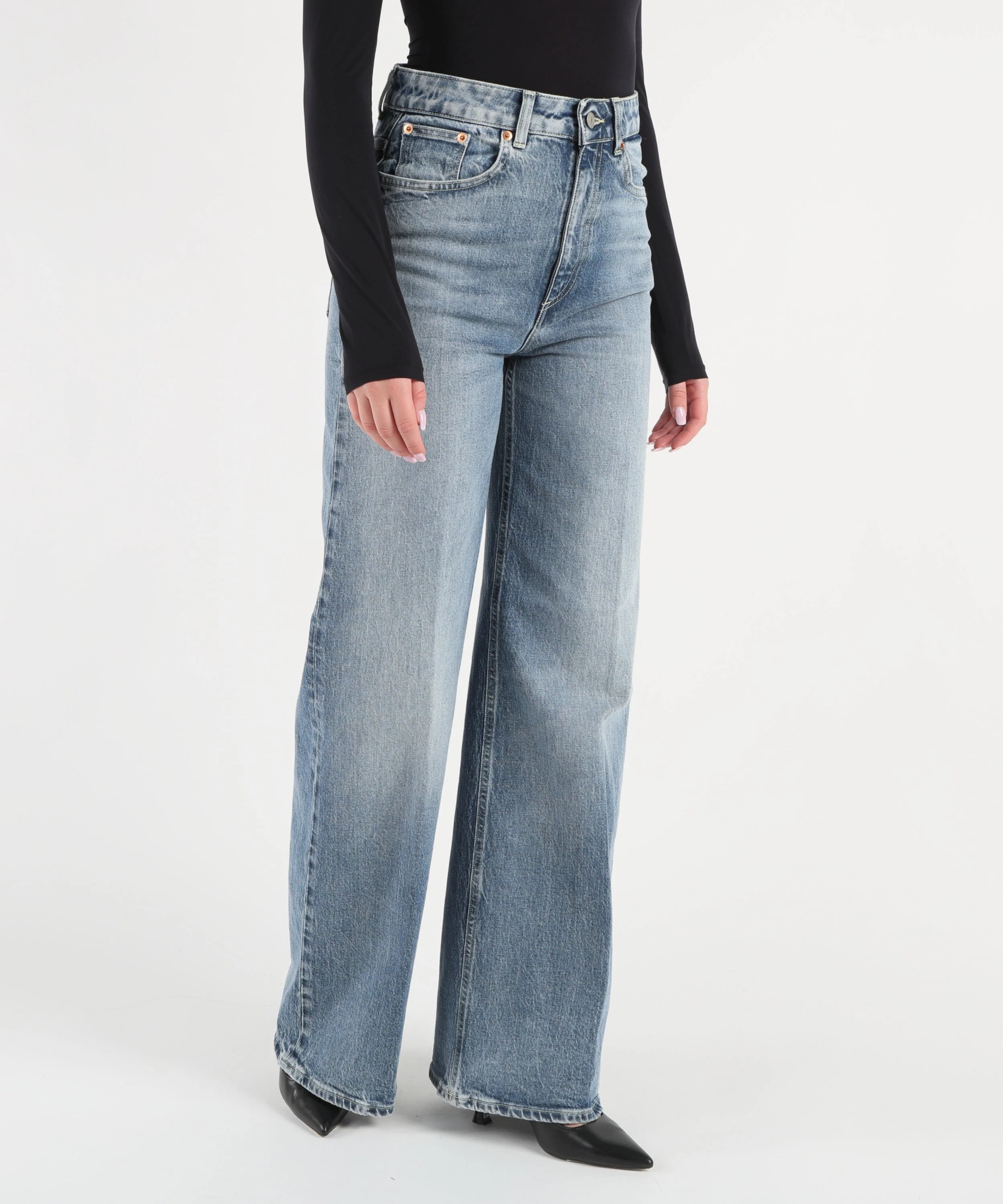Dondup Wide Leg Jeans In Blue