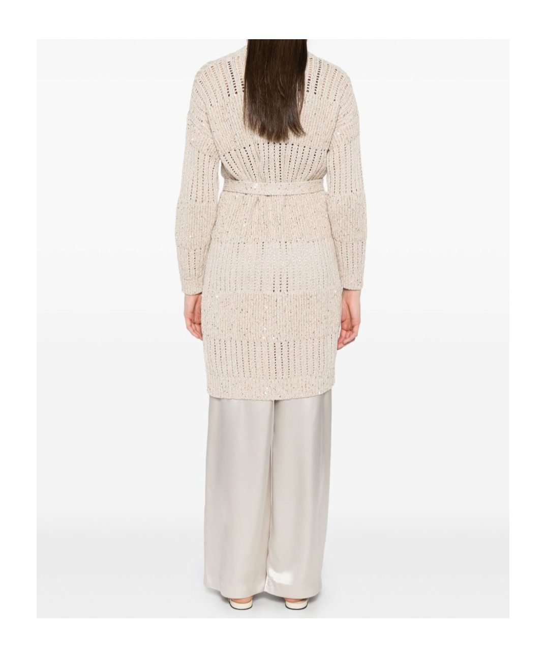 Eleventy Open-knit Cardigan In Nude