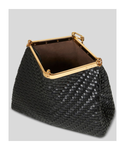 Etro Small Woven Vela Shoulder Bag In Black