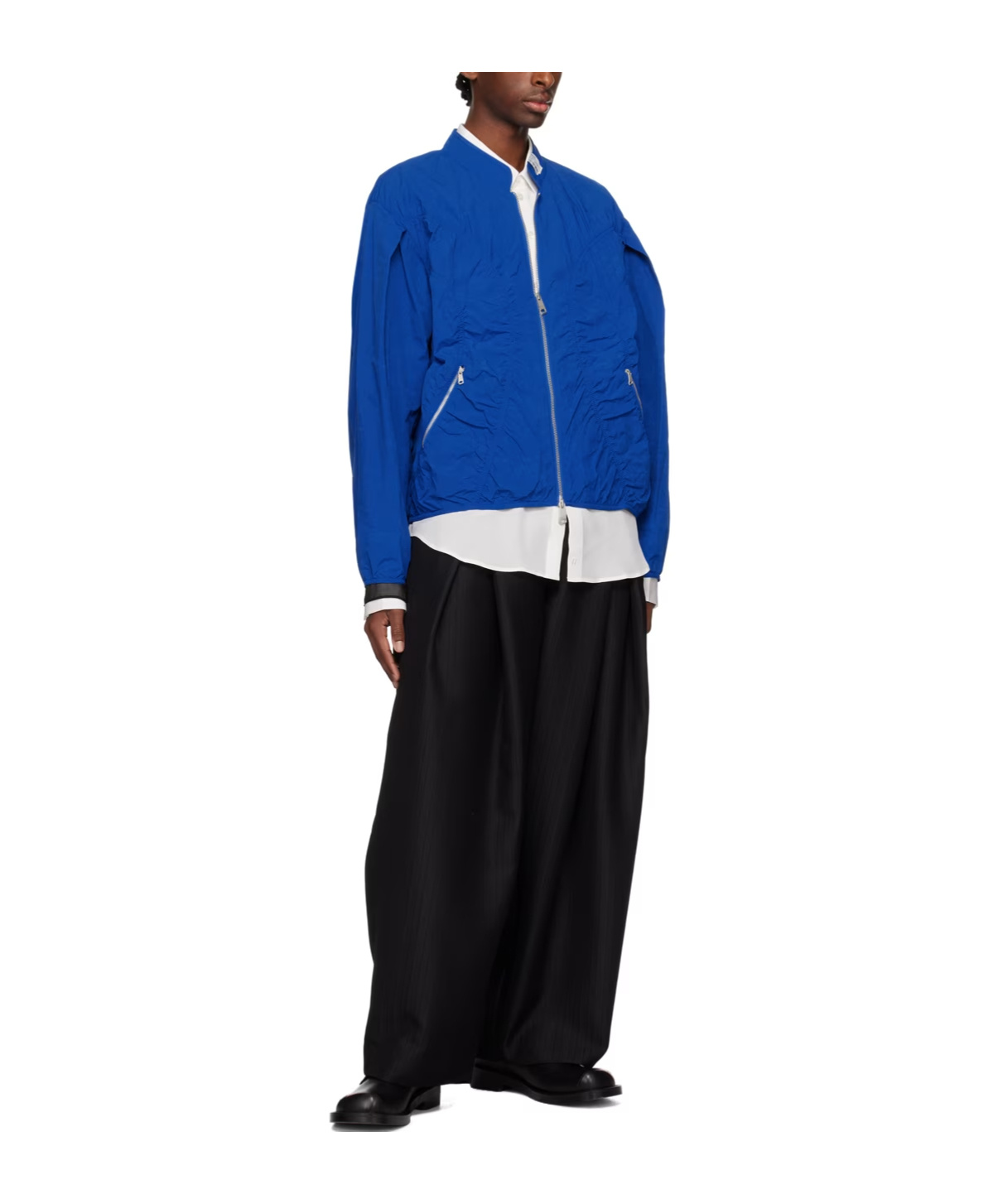 Ader Error Pleated Pilot Jacket In Blue