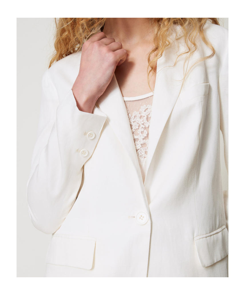 Shop Twinset Single-breasted Blazer In Snow