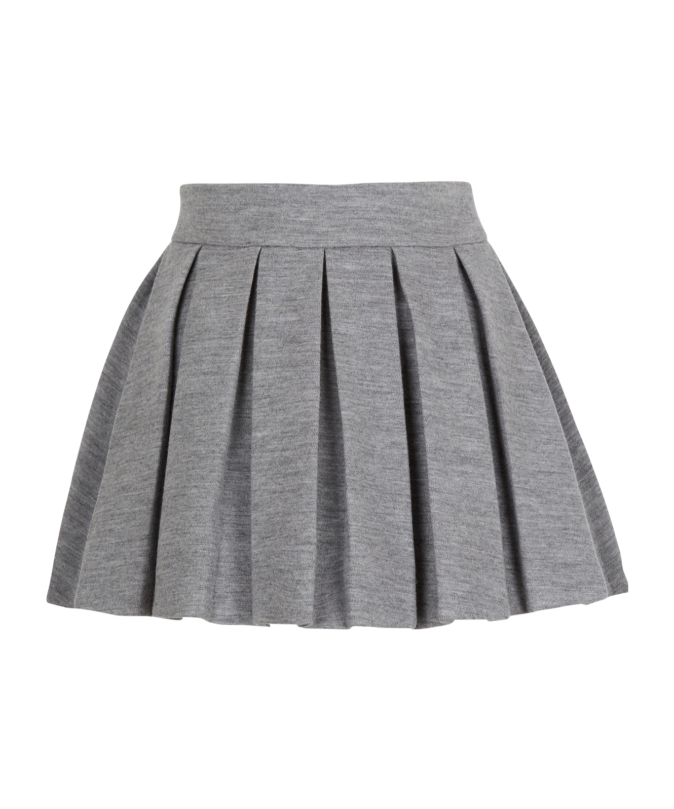 Balmain Short Pleated Cotton Knit Skirt In Gray