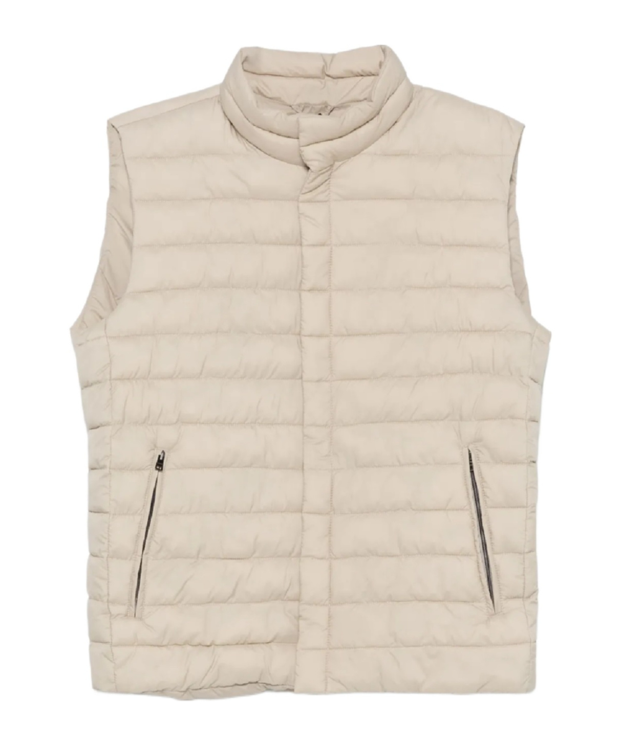 Herno Sleeveless High Neck Padded Jacket With Zip Pockets In Neutral