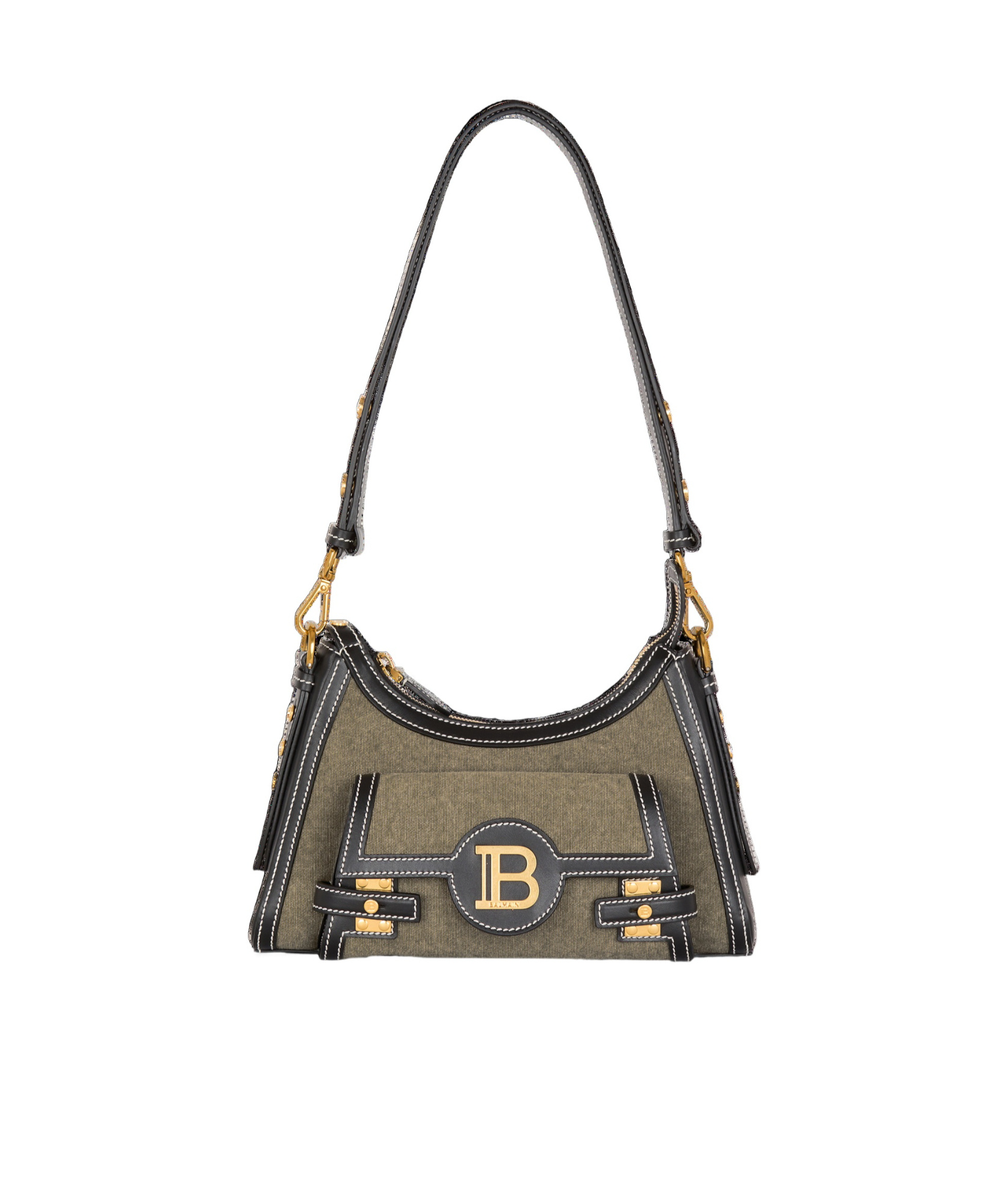 Balmain Magnetic Buckle Shoulder Bag In Gray