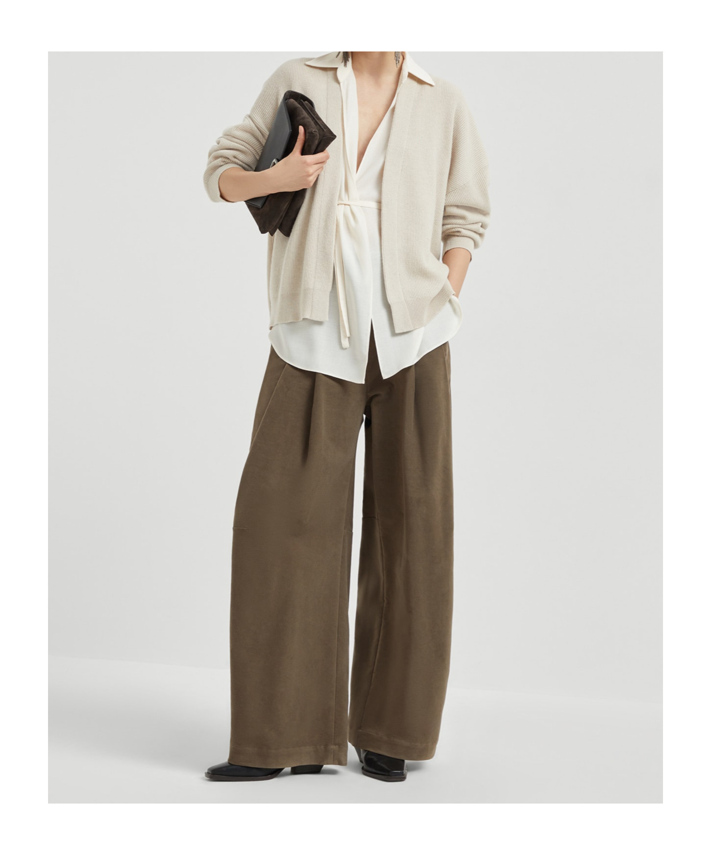Brunello Cucinelli Cashmere Layered Cardigan In White