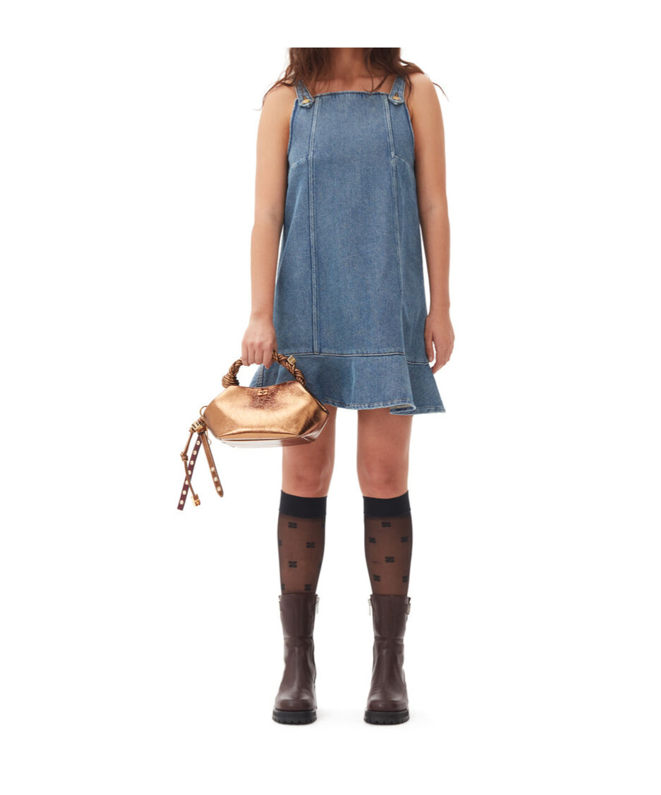 GANNI BLUE DENIM MINI DRESS