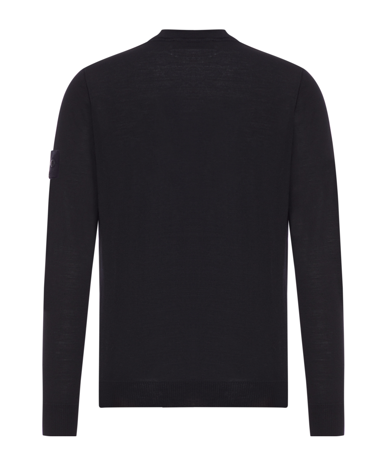 Stone Island Long Sleeve Ribbed Cuff Crew Neck Sweater In Black