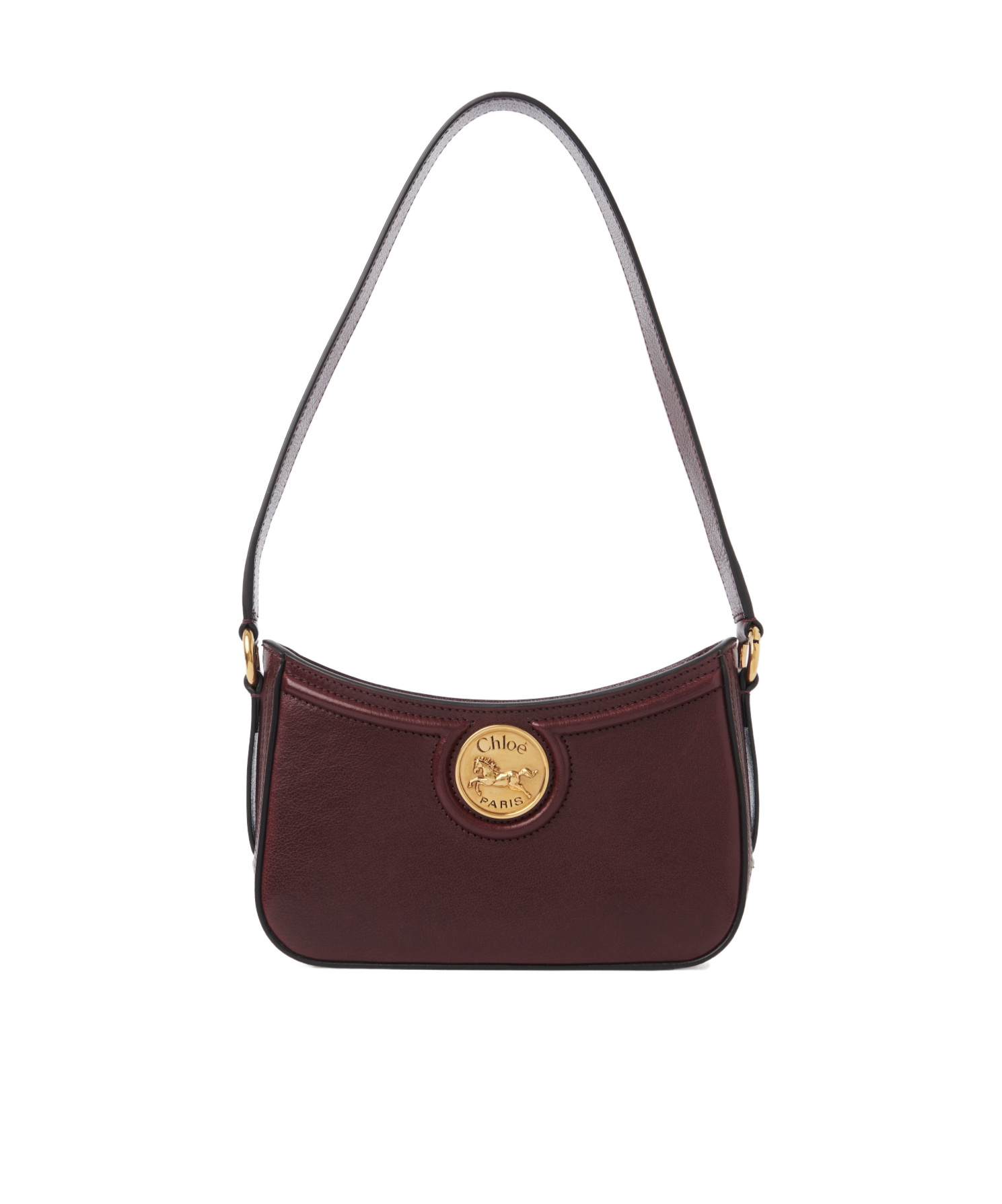 Chloé Horse Medal Grained Leather Shoulder Bag In Red