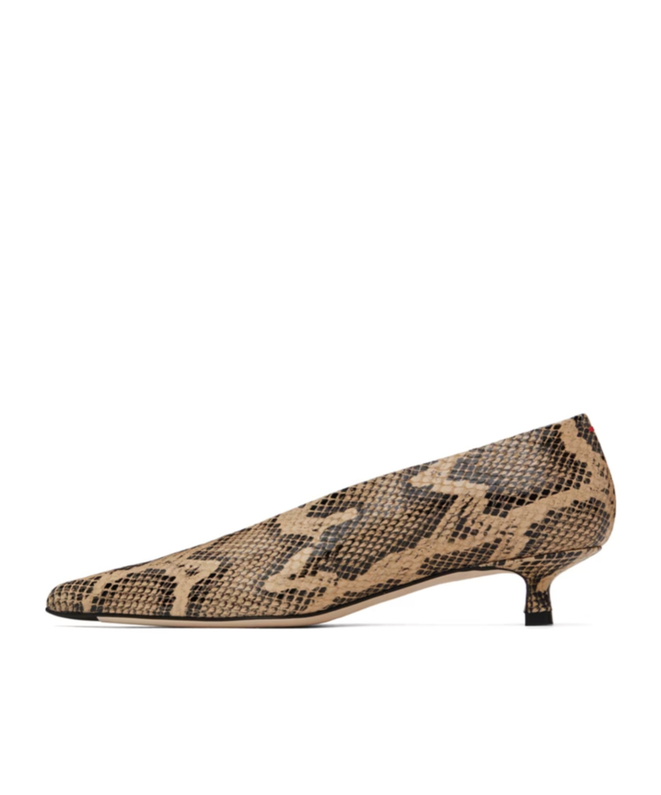 Shop Aeyde Clara Snake-pattern High-heeled Single-heeled Single-shoes In Nude