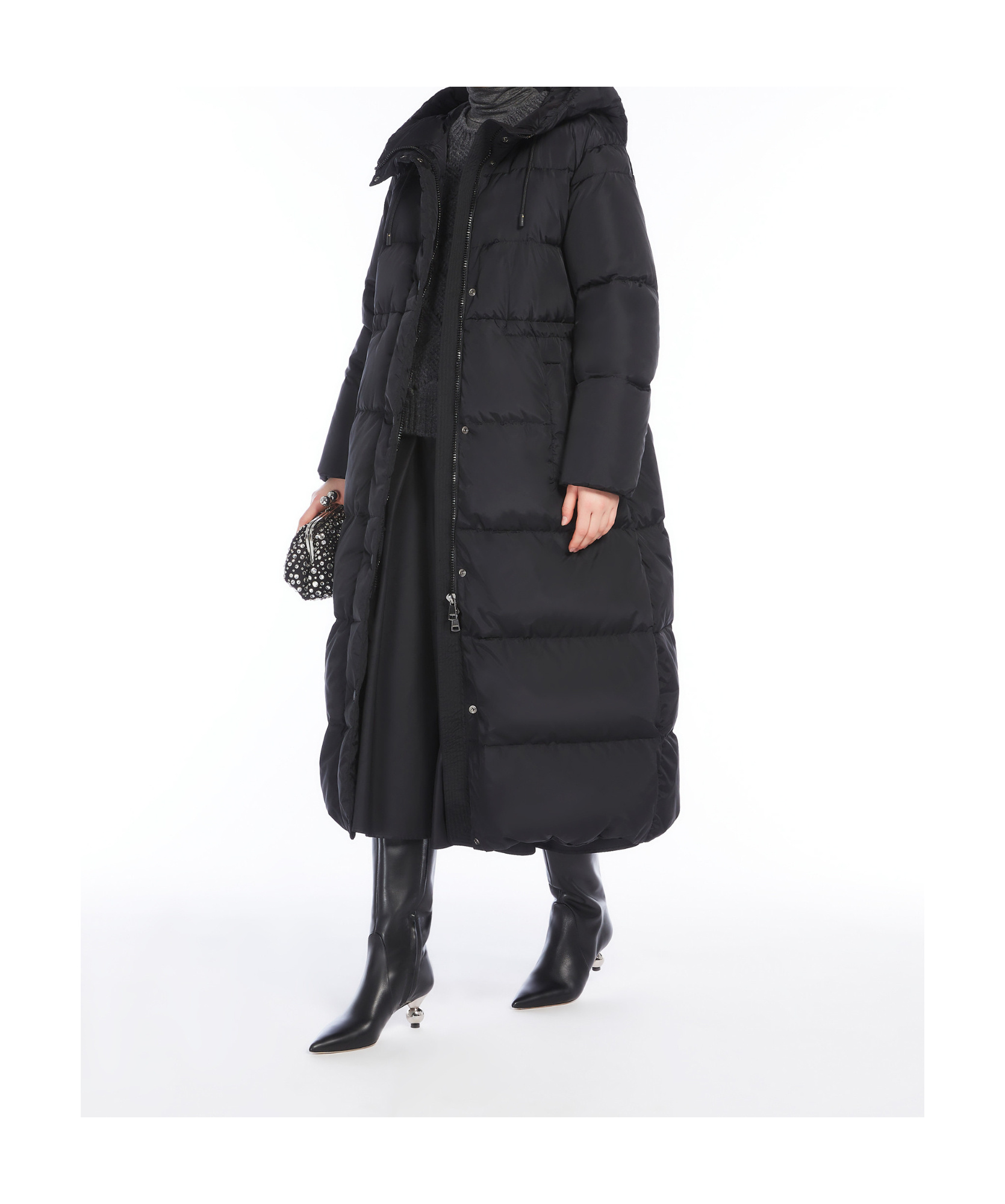Weekend Max Mara Buttoned Drawstring Jacket In Black