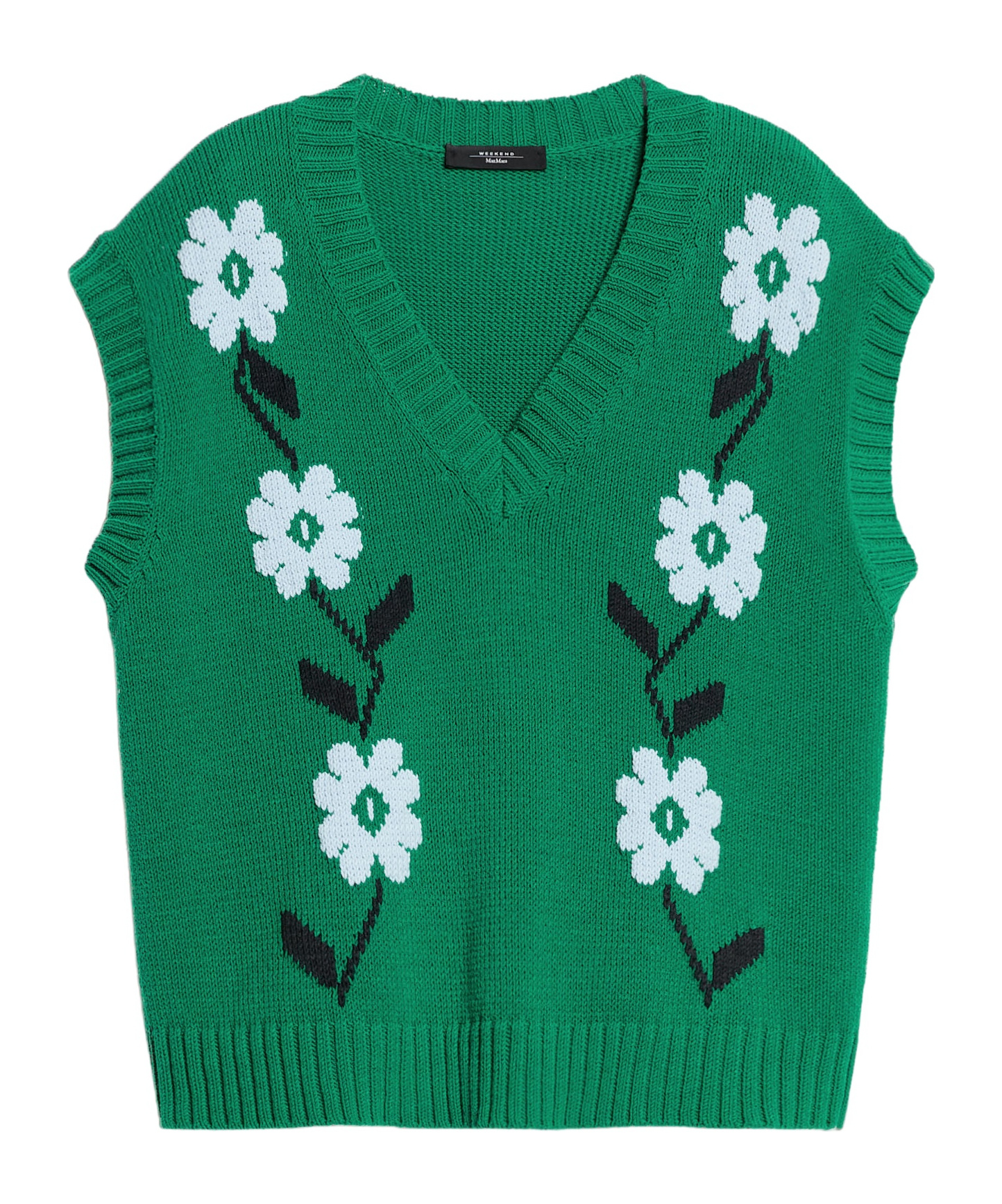 Weekend Max Mara Austria Embroidered Cotton Blend Vest In Green