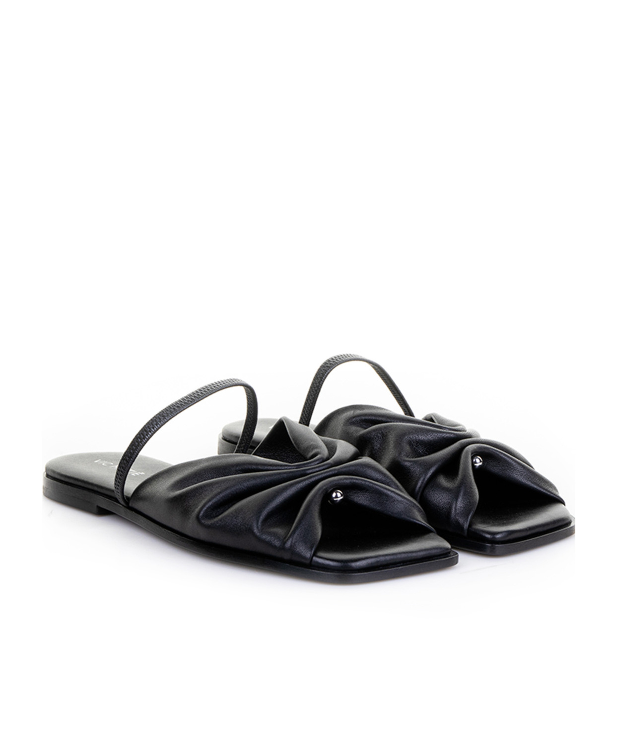 Vic Matie Pleated Slide Sandals In Black
