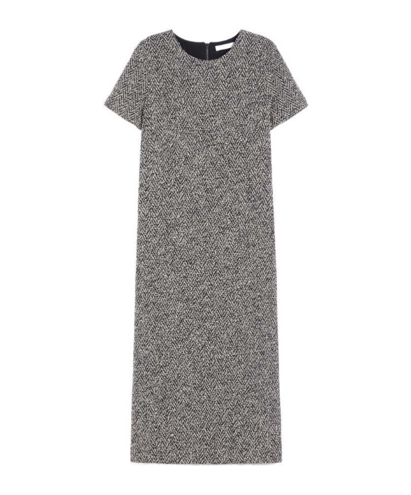 Max Mara Giugno Cotton And Wool-blend Midi Dress In Gray