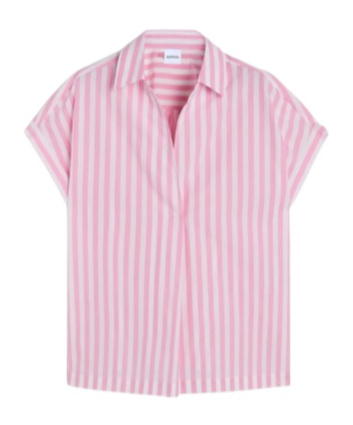 Aspesi Striped Short-sleeved Shirt In Pink