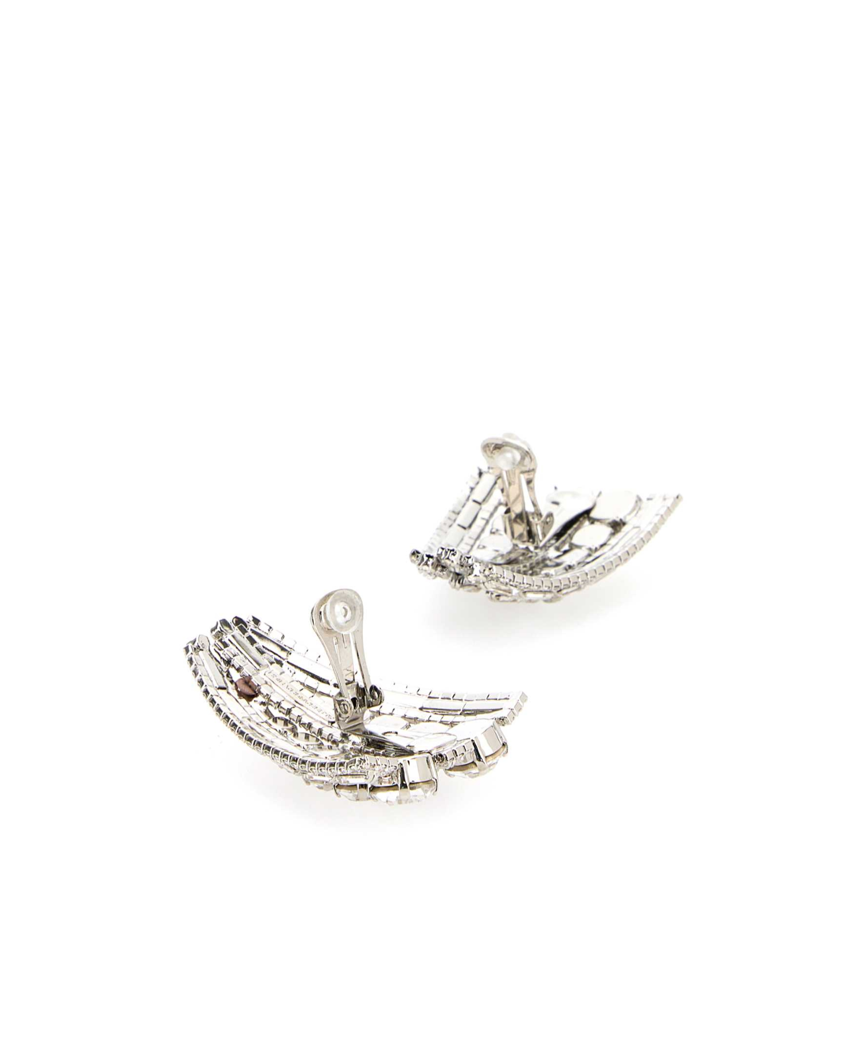 Alessandra Rich Metal Earrings Adorned Rhinestone Embellishments In White