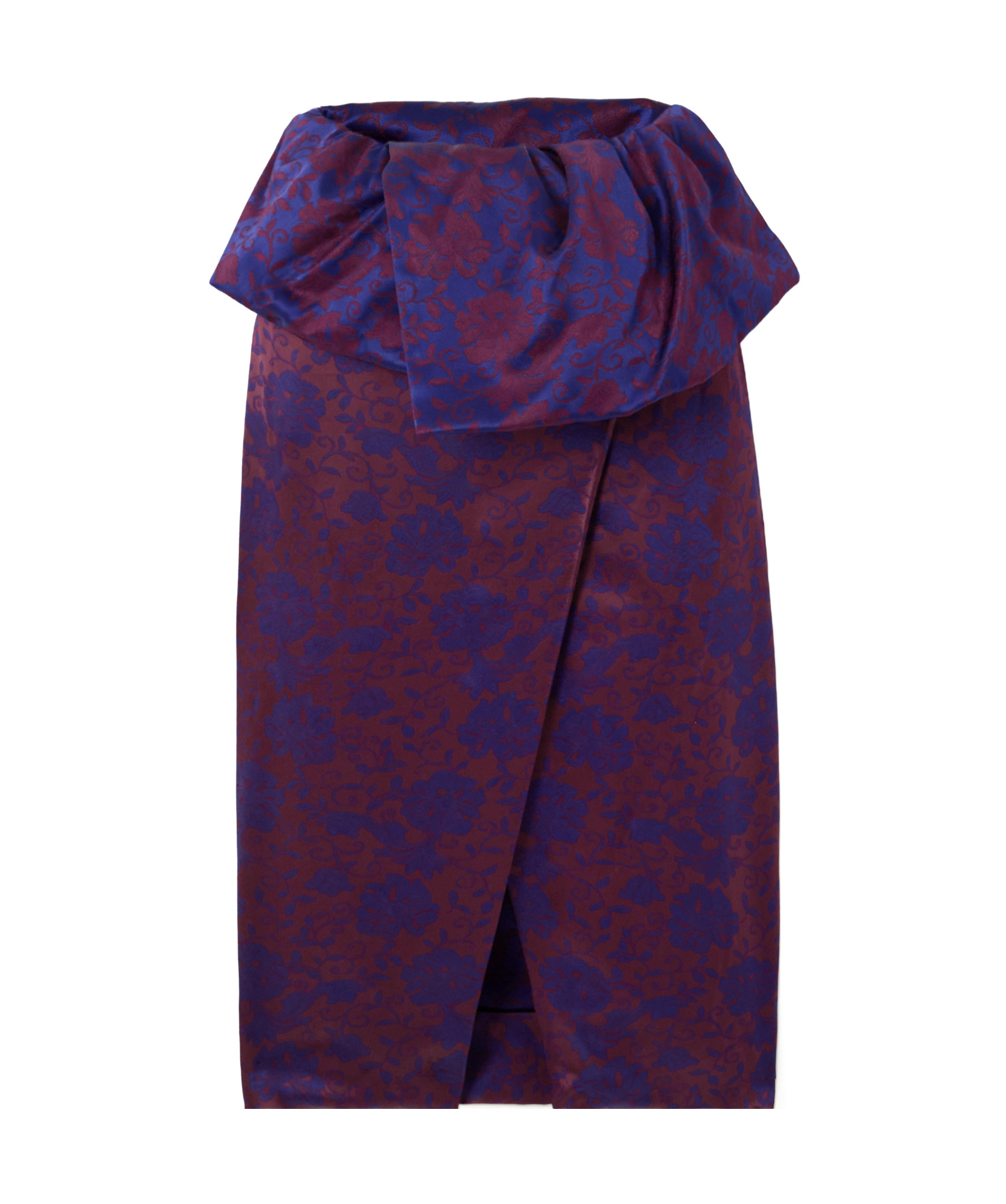 Dries Van Noten Santi Archive Floral Jacquard Satin Peplum Skirt In Red