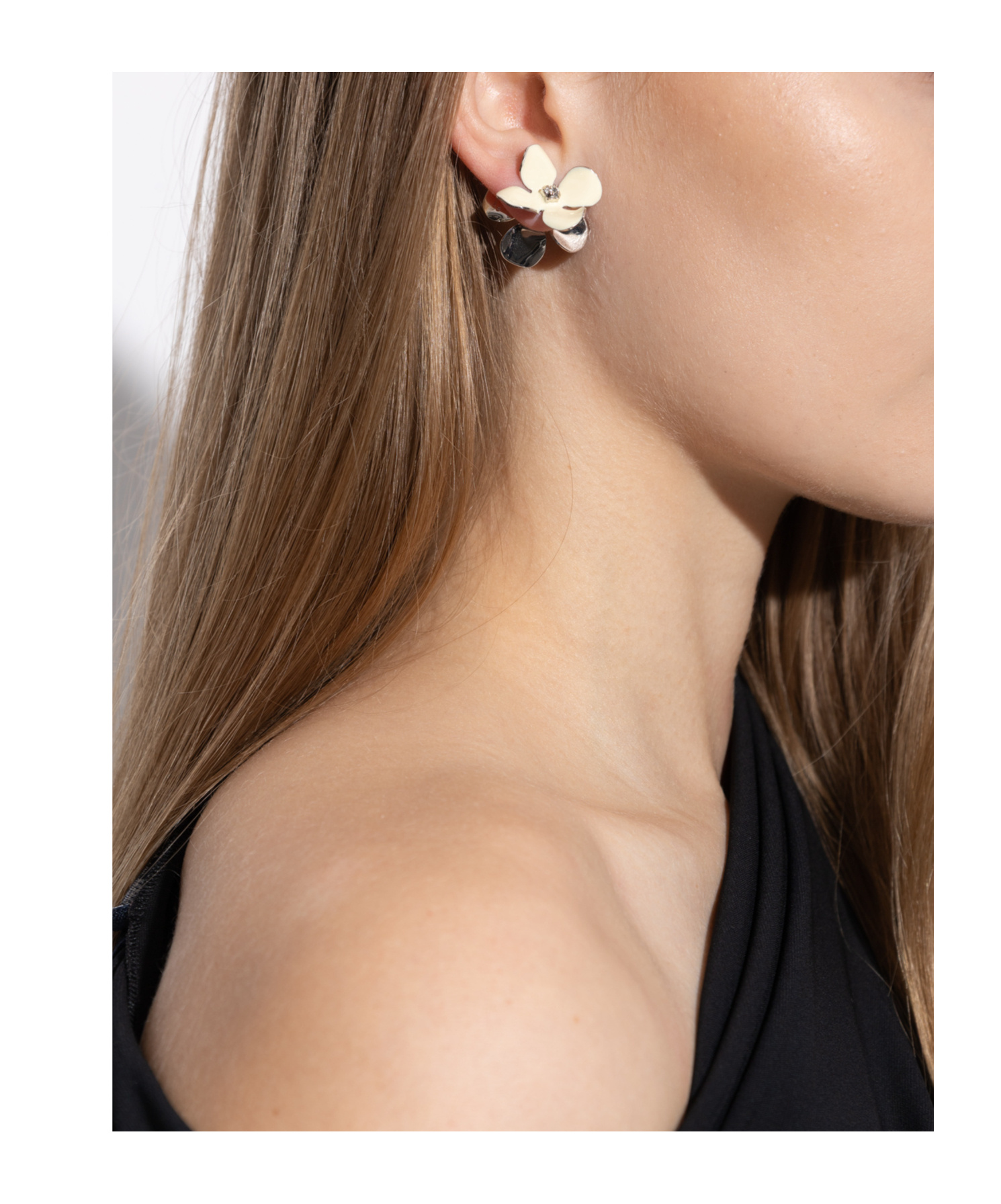 Marni Embellished Floral Motif Earrings In Gold