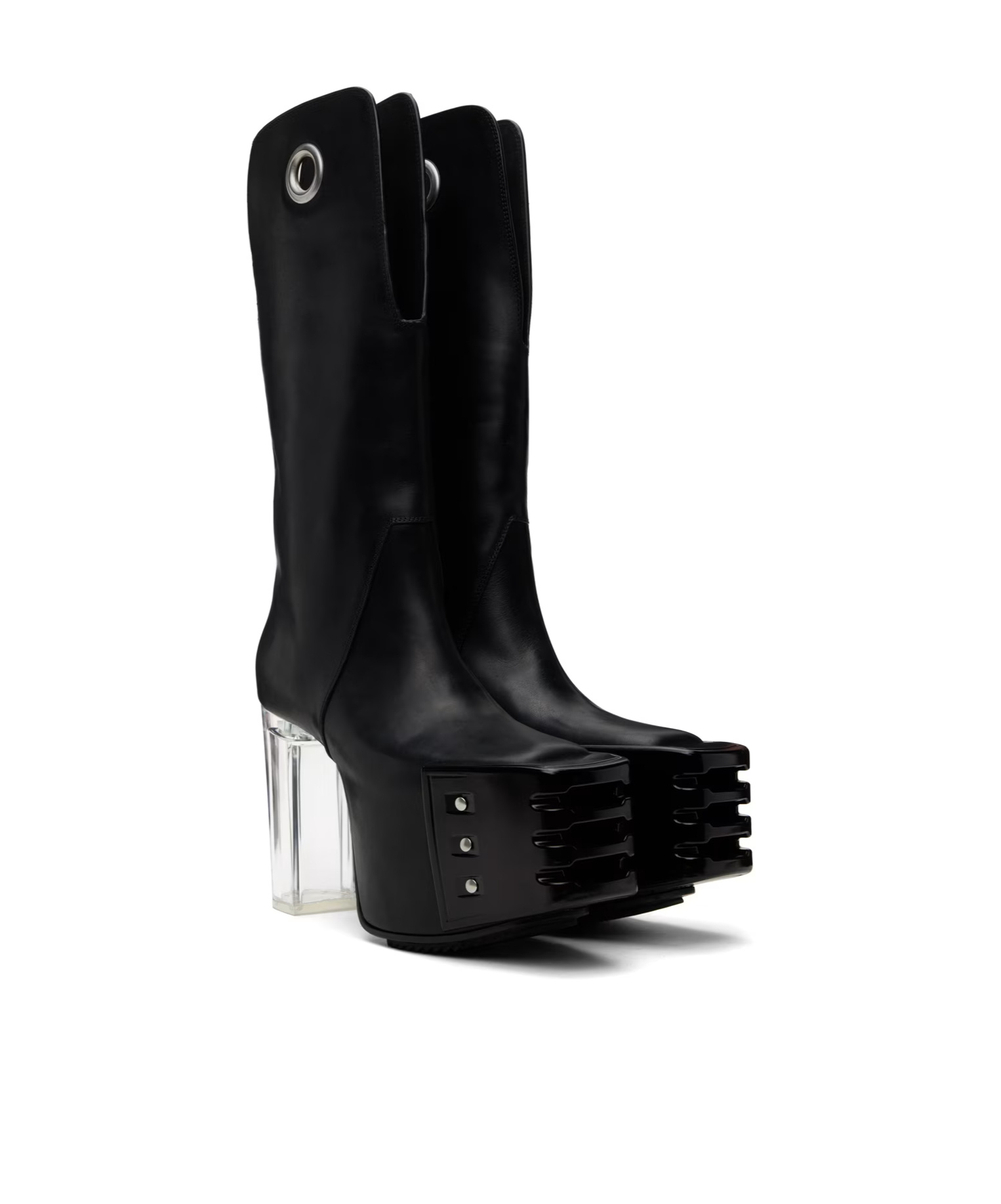 Rick Owens Square Head Riveted Short Boots In Black