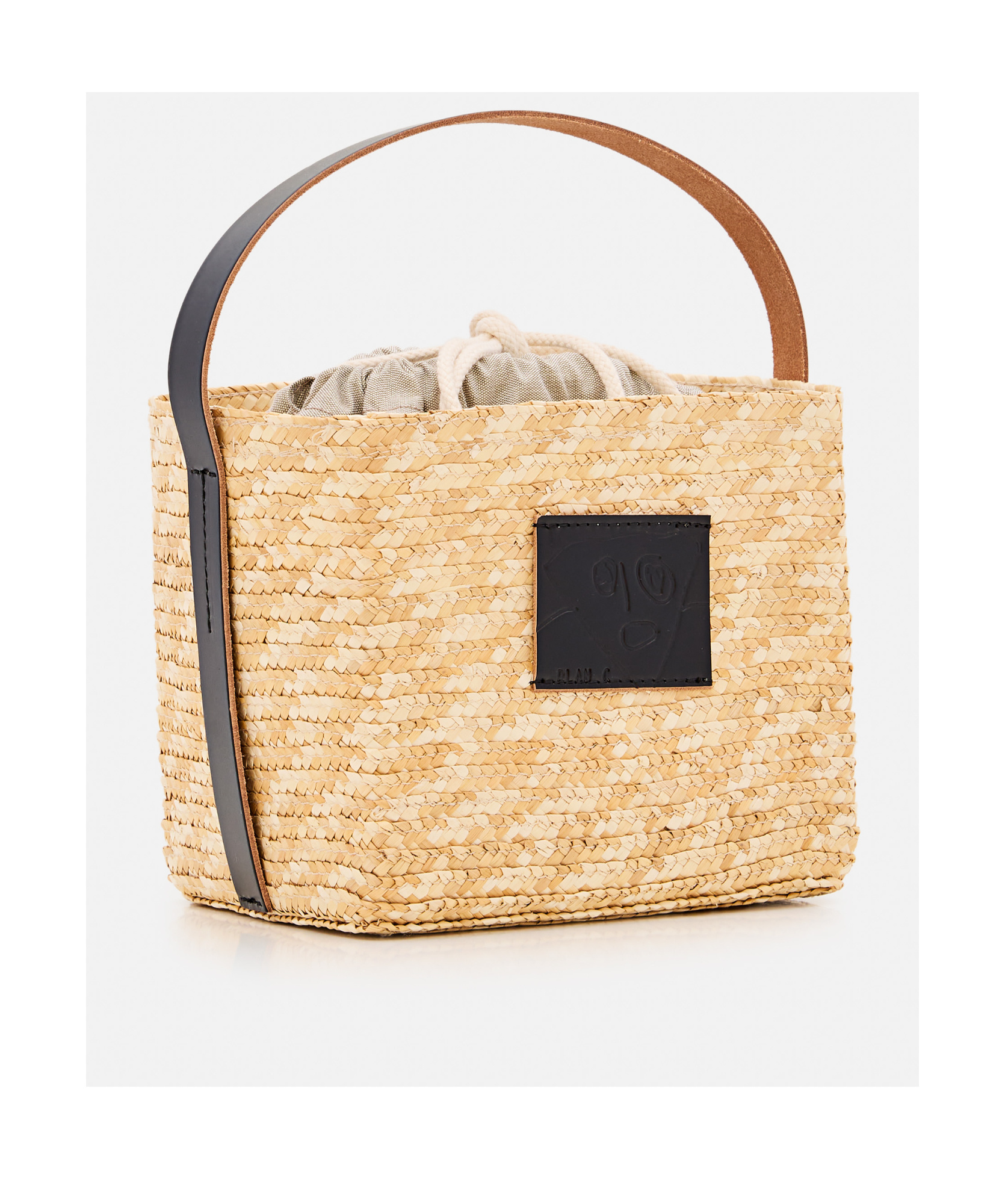 Plan C Straw Basket In Beige