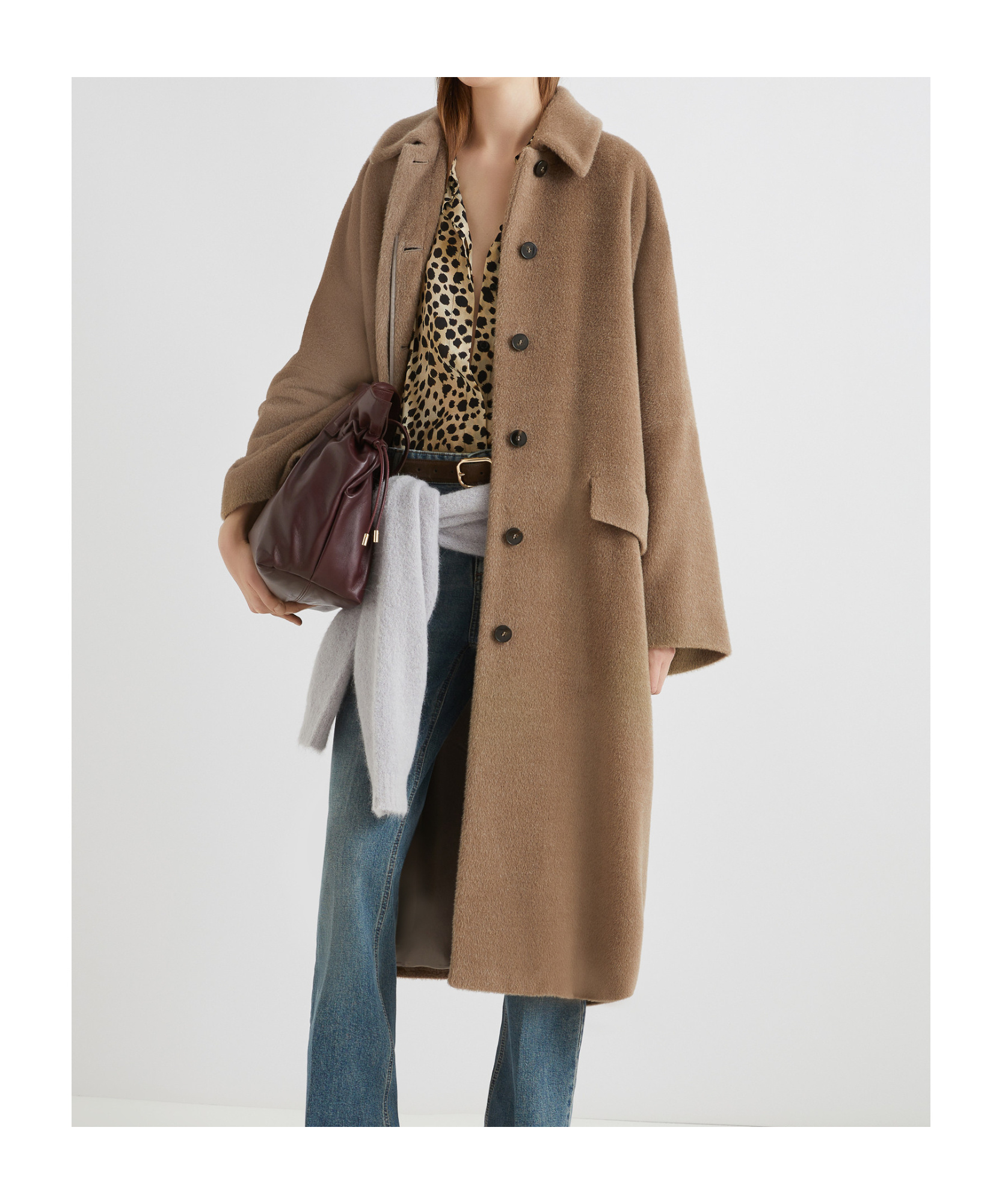 Marella Single-breasted Coat In Brown
