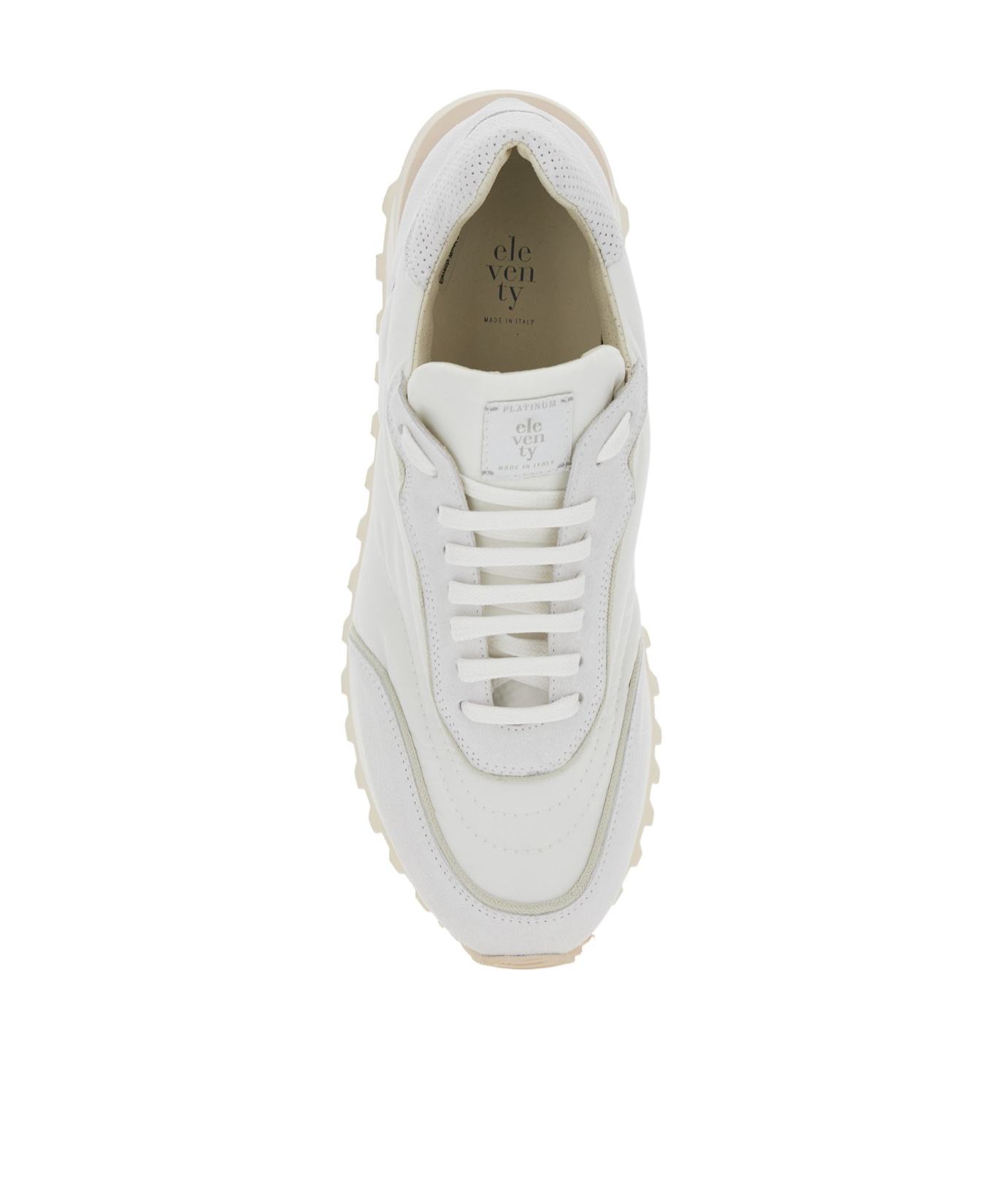 Eleventy White Sneakers With Logo On The Tongue In Suede And Tech Fabric Blend Man In White