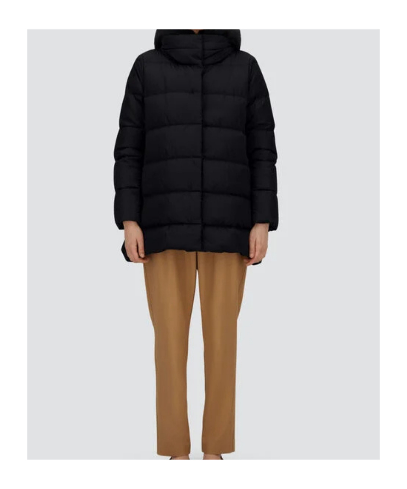 Herno A-shape Jacket In Satin And Lady Alternative Fur In Black