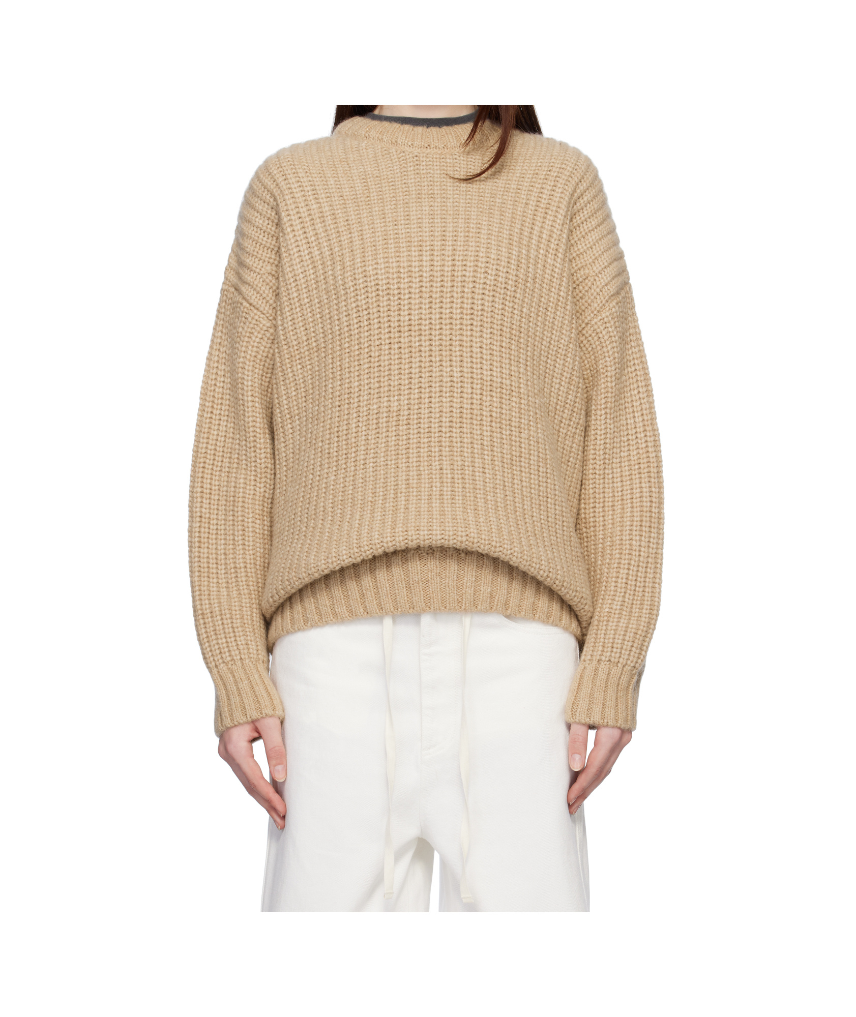 ANINE BING CREW-NECK RIBBED JUMPER